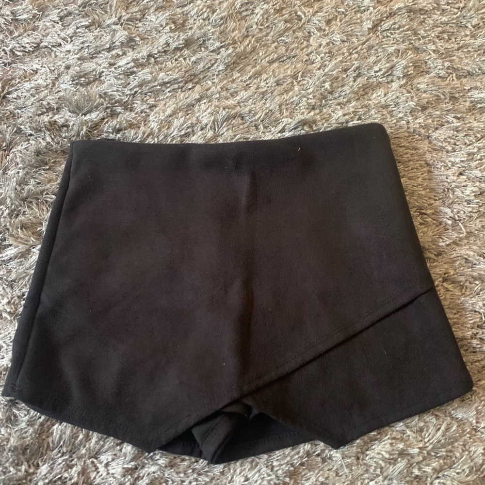 grey suede skort that looks like a skirt